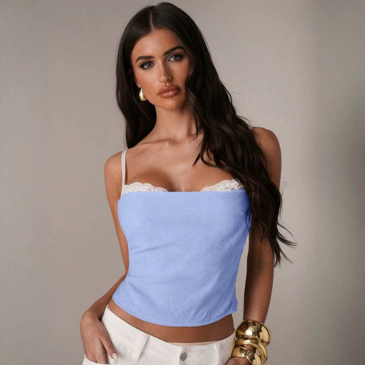 Fake Two-piece Camisole Figure-hugging Sexy Outerwear Tank Top
