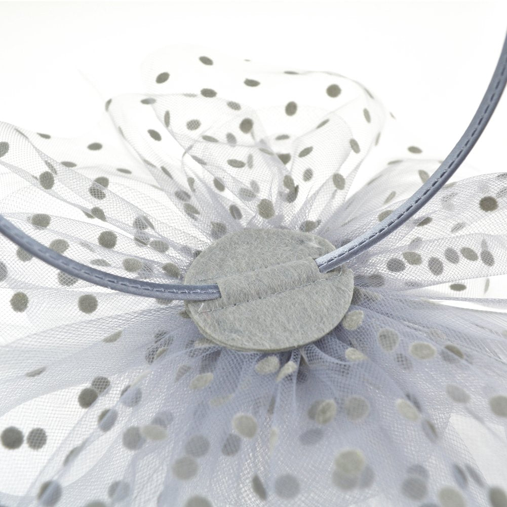 DRESHOW Fascinators Hat Flower Mesh Ribbons Feathers on a Headband and a Clip Tea Party Headwear for Girls and Women
