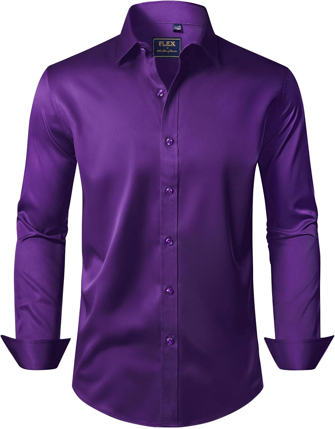 J.VER Men's Dress Shirts Solid Long Sleeve Stretch Wrinkle-Free Formal Shirt Business Casual Button Down Shirts