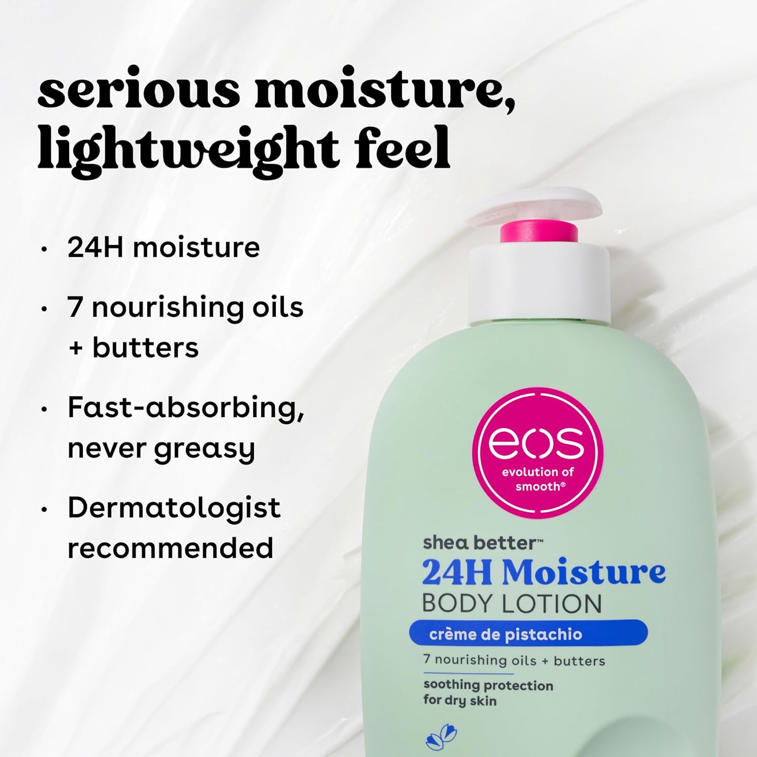 eos Shea Better Body Lotion Vanilla Cashmere, 24-Hour Moisture Skin Care, Lightweight & Non-Greasy, Natural Shea, Vegan, Vanilla Body Lotion, 16 fl oz