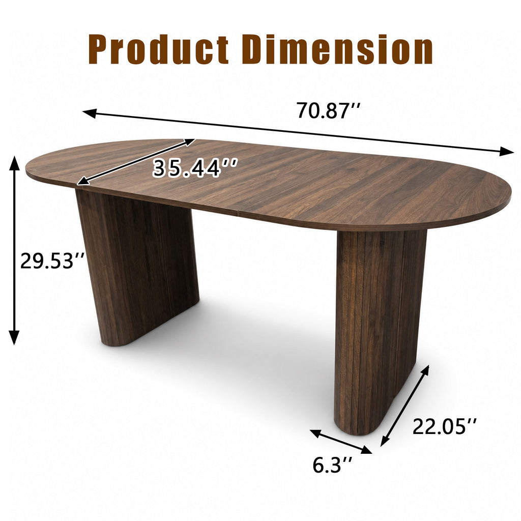 70.8" Oval Kitchen Dining Table in Walnut