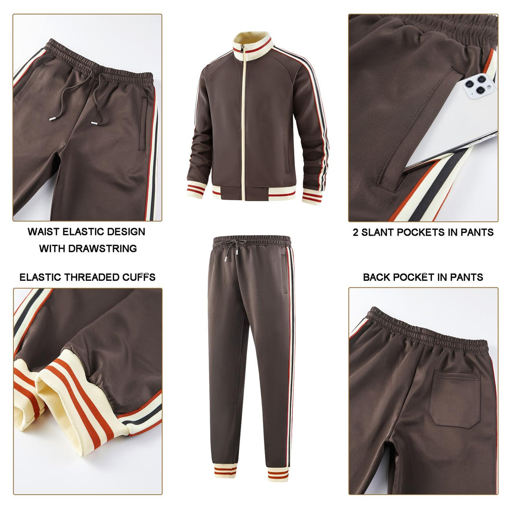 dioxoib Men Track Suits Sets Long Sleeve Full-zip Sweatsuit Active Jackets and Pants 2 Piece Outfits