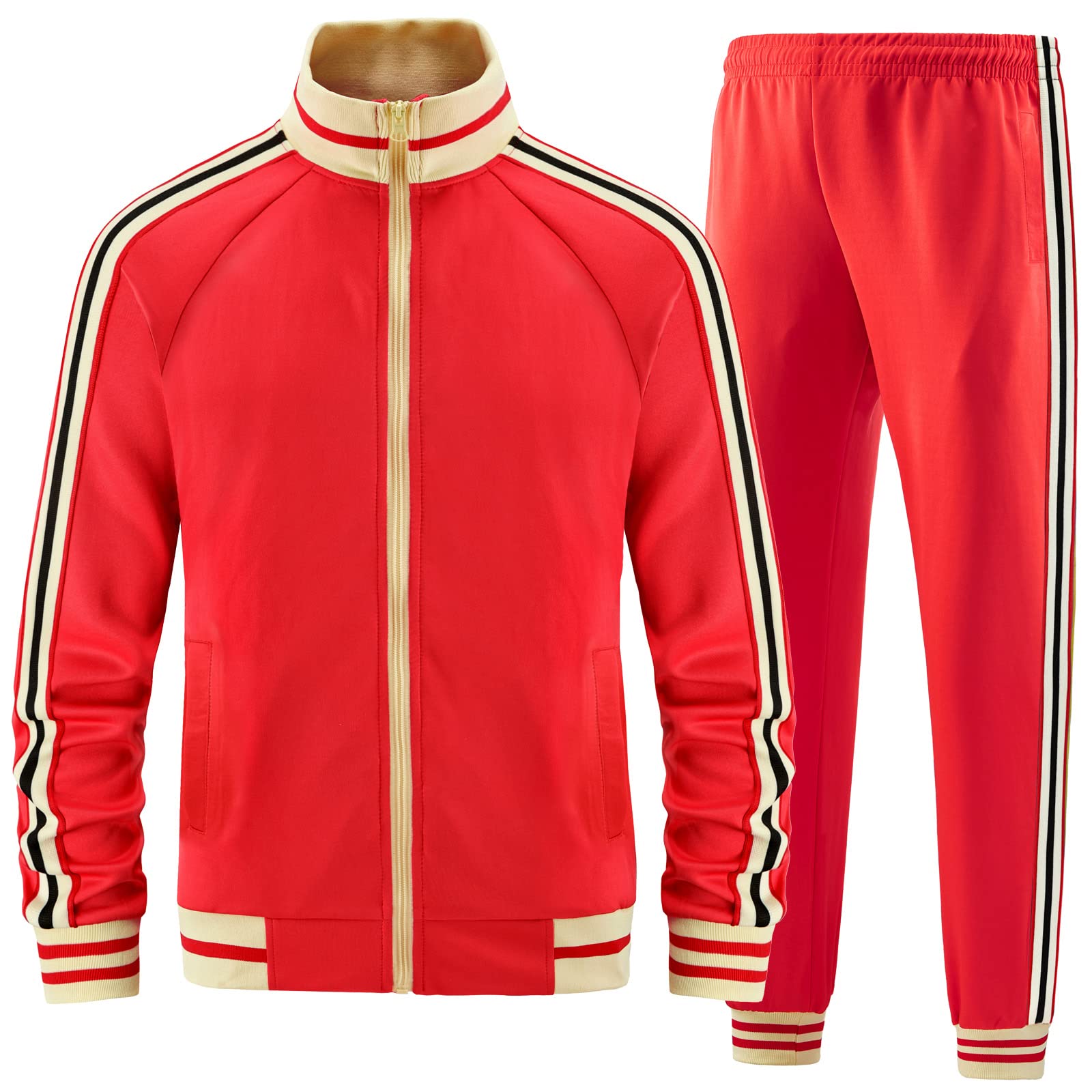 dioxoib Men Track Suits Sets Long Sleeve Full-zip Sweatsuit Active Jackets and Pants 2 Piece Outfits
