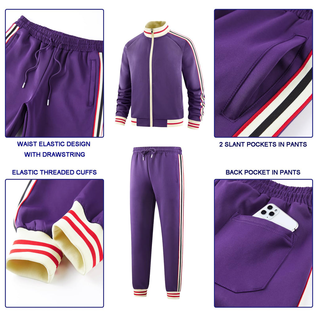 dioxoib Men Track Suits Sets Long Sleeve Full-zip Sweatsuit Active Jackets and Pants 2 Piece Outfits