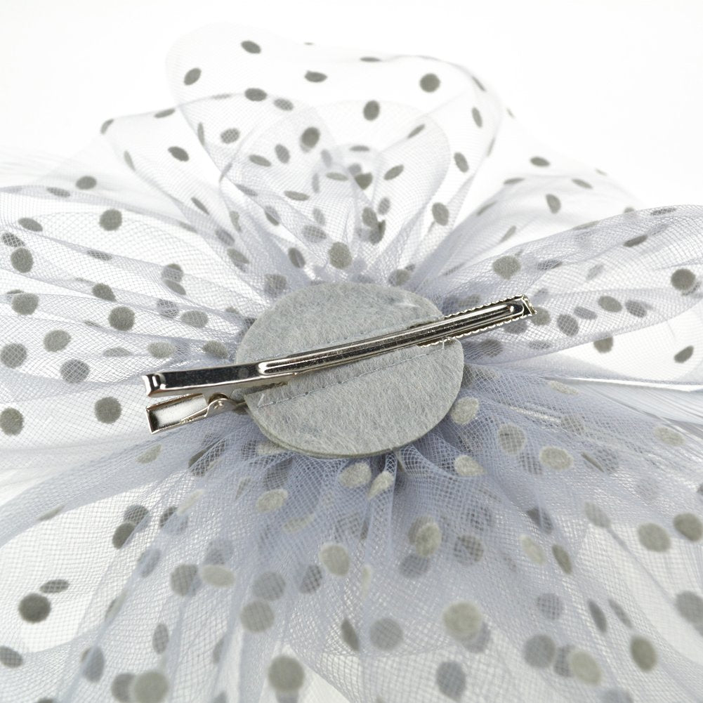 DRESHOW Fascinators Hat Flower Mesh Ribbons Feathers on a Headband and a Clip Tea Party Headwear for Girls and Women