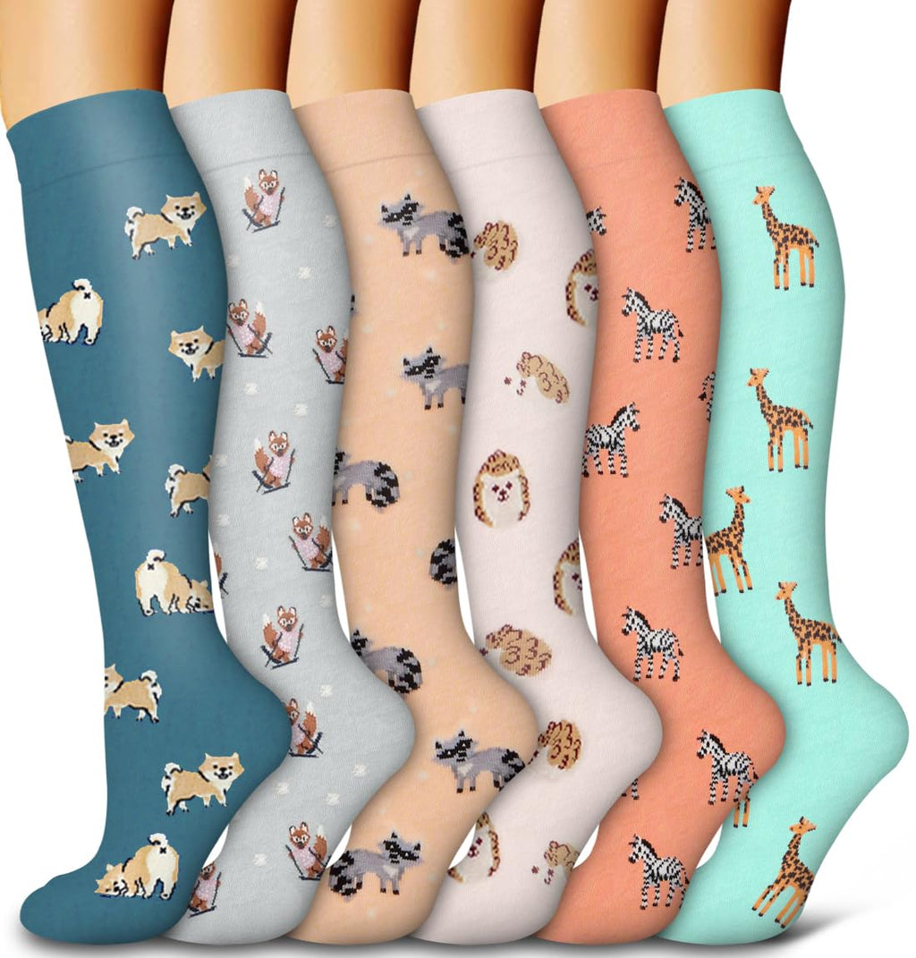 6 Pack Copper Compression Socks for Women and Men Circulation-Best Support for Medical,Running,Nursing,Athletic