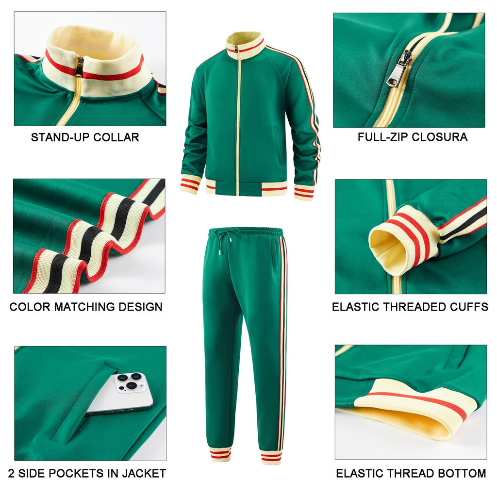 dioxoib Men Track Suits Sets Long Sleeve Full-zip Sweatsuit Active Jackets and Pants 2 Piece Outfits