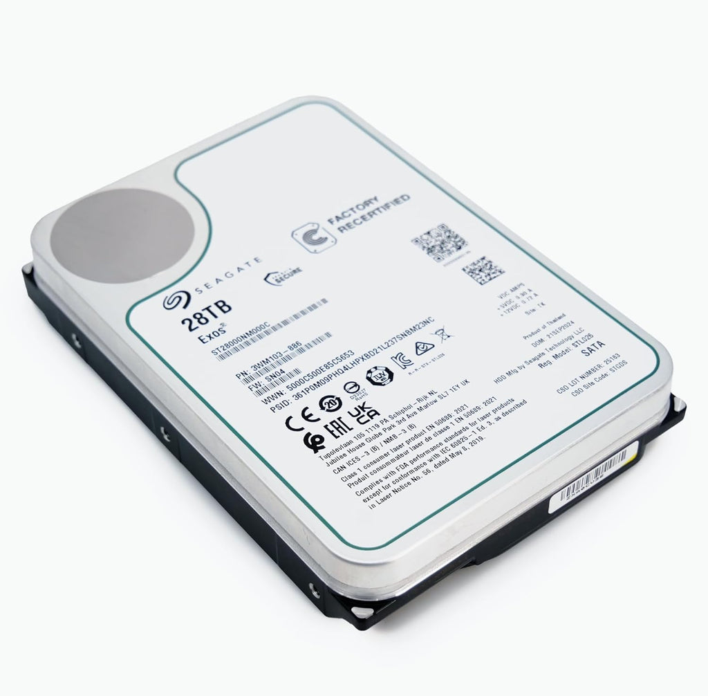 Seagate Exos 28TB Internal Hard Drive HDD - 3.5 in CMR SATA 6Gb/s, 7200 RPM, 512MB Cache, 2.5M MTBF - ST28000NM000C (Renewed)