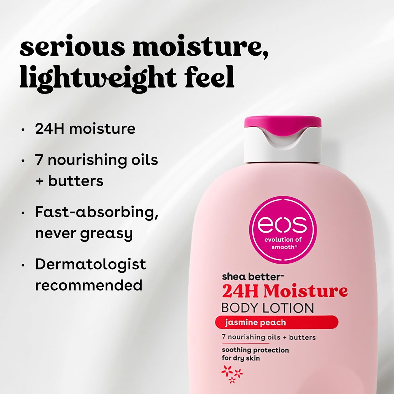 eos Shea Better Body Lotion Vanilla Cashmere, 24-Hour Moisture Skin Care, Lightweight & Non-Greasy, Natural Shea, Vegan, Vanilla Body Lotion, 16 fl oz