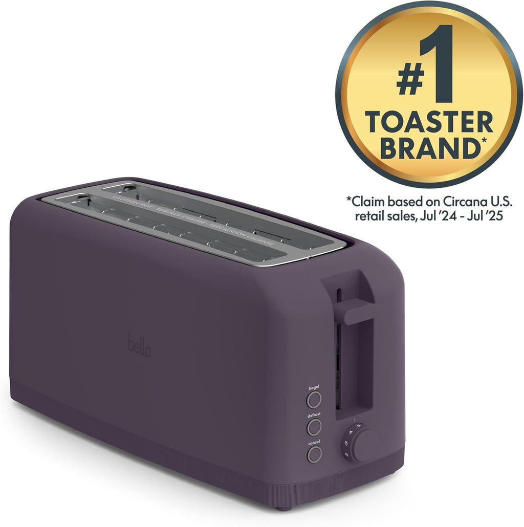 bella 2 Slice Slim Toaster, Fits-anywhere™ Kitchenware, 6 Setting Shade Control with Reheat & Cancel Buttons, Fits sourdough, 10” Long Slot, Anti Jam & Auto Shutoff, 900 Watt, Oatmilk
