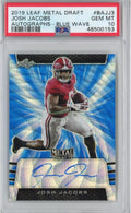 Graded 2019 Leaf Metal Draft Josh Jacobs #BAJJ3 Blue Wave #/20 Rookie RC Auto Football Card PSA 10 Gem Mint