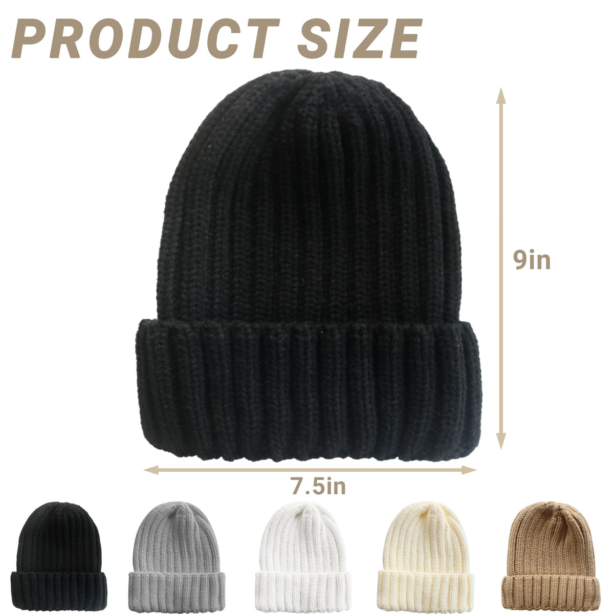 [Like New] NPQQUAN 2-Pack Khaki Knit Winter Beanies, Size S