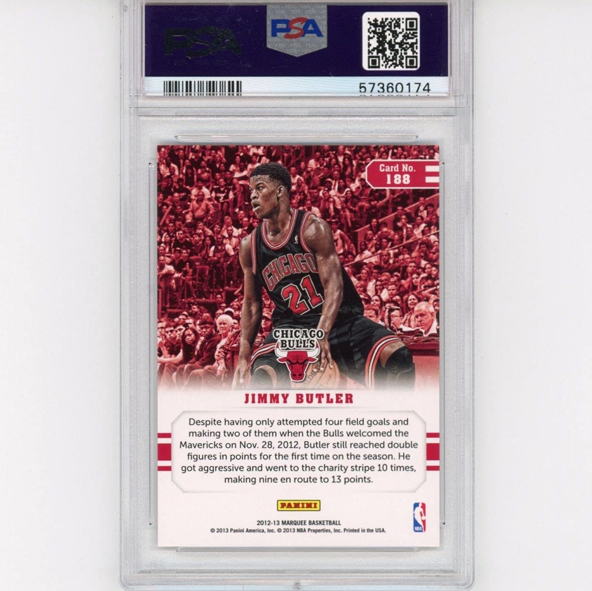 Graded 2012-13 Panini Marquee Jimmy Butler #188 Rookie RC Basketball Card PSA 10 Gem Mint