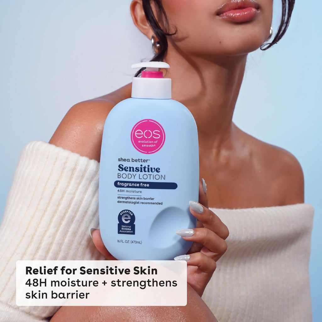 eos Shea Better Body Lotion Vanilla Cashmere, 24-Hour Moisture Skin Care, Lightweight & Non-Greasy, Natural Shea, Vegan, Vanilla Body Lotion, 16 fl oz