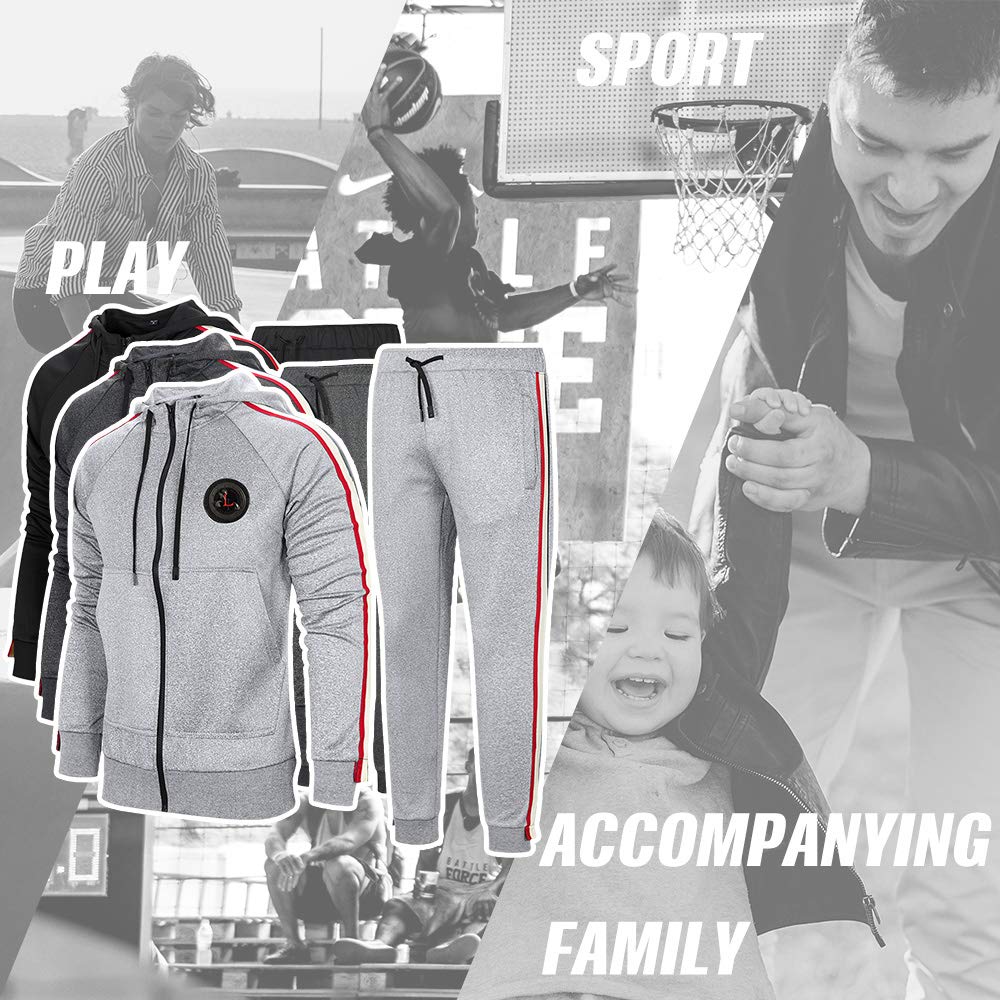 MANTORS Men's Hooded Athletic Tracksuit Full Zip Casual Jogging Gym Sweat Suits
