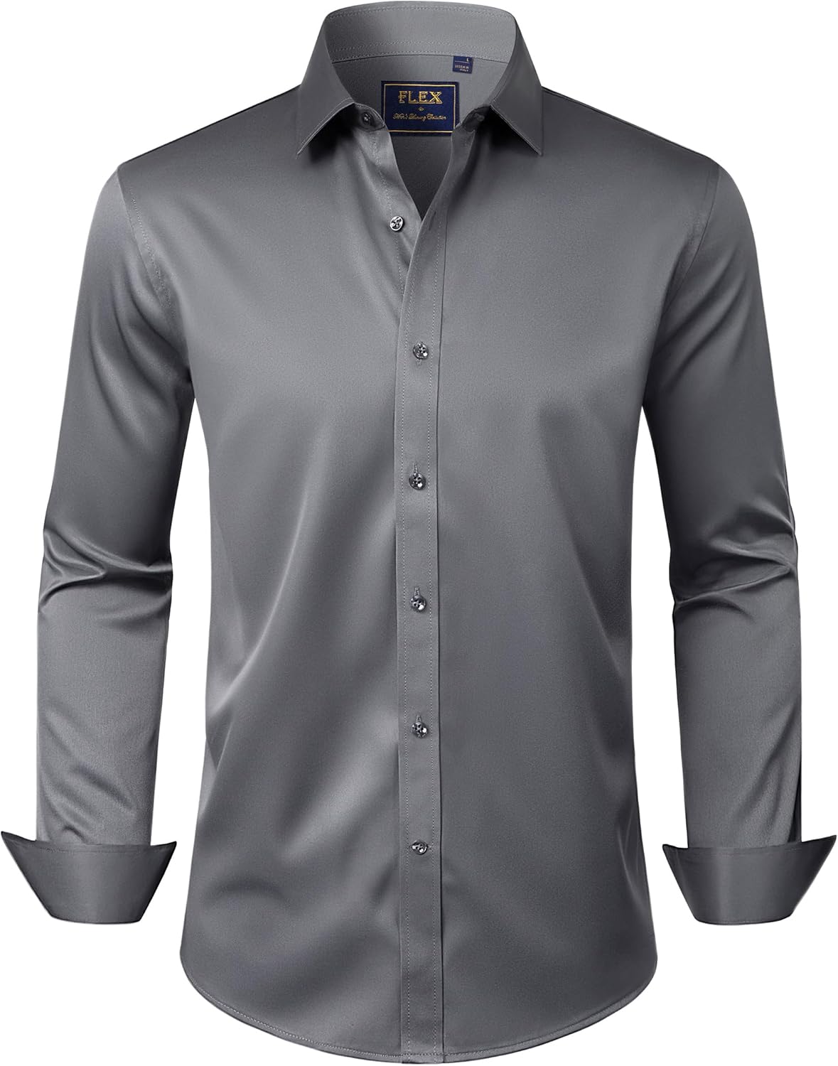 J.VER Men's Dress Shirts Solid Long Sleeve Stretch Wrinkle-Free Formal Shirt Business Casual Button Down Shirts