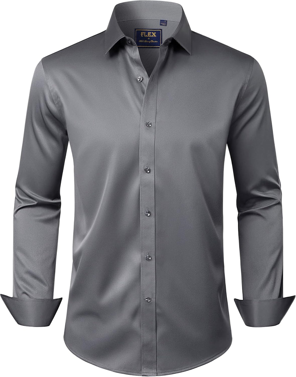 J.VER Men's Dress Shirts Solid Long Sleeve Stretch Wrinkle-Free Formal Shirt Business Casual Button Down Shirts