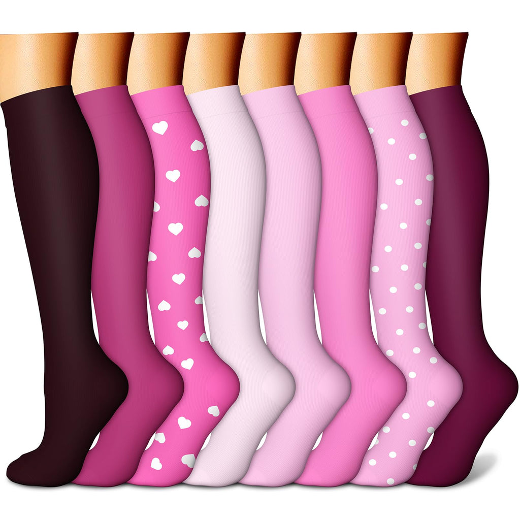 CHARMKING Compression Socks for Women & Men Circulation (8 Pairs) 15-20 mmHg is Best Support for Athletic Running,Cycling