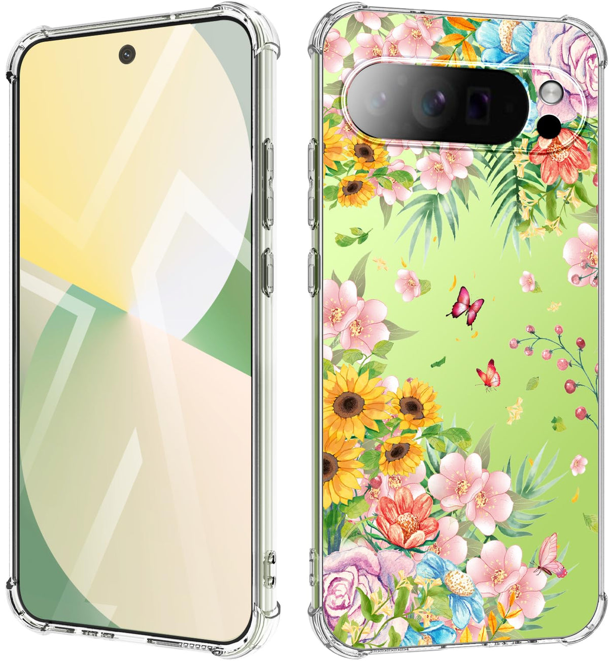 Floral Clear Protective Phone Case for Google Pixel 10 Pro