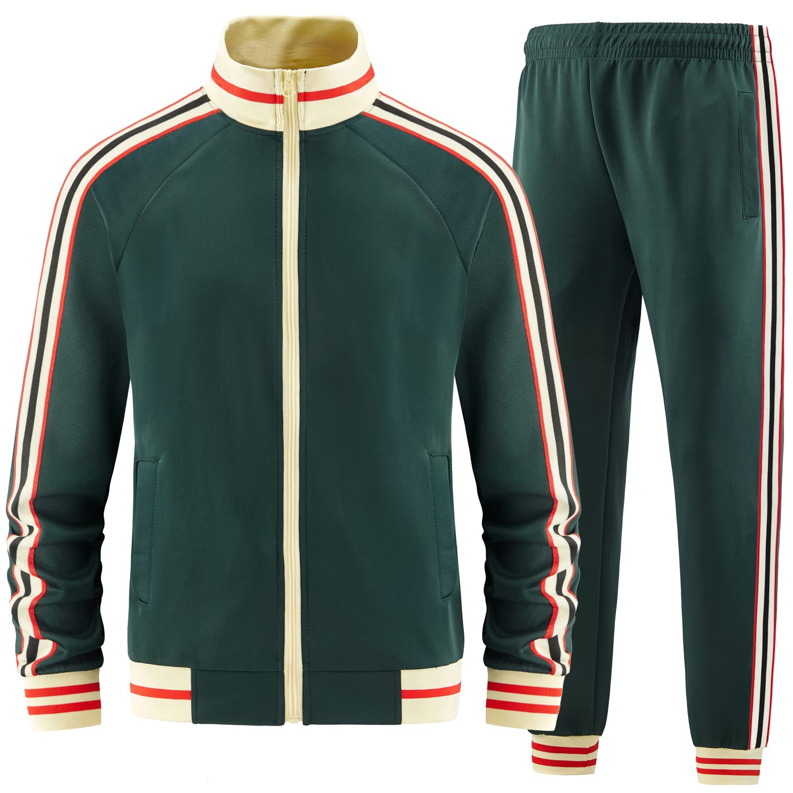 dioxoib Men Track Suits Sets Long Sleeve Full-zip Sweatsuit Active Jackets and Pants 2 Piece Outfits