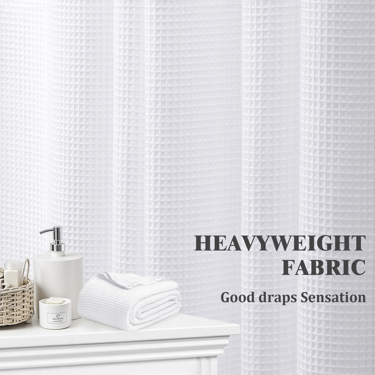 YellyHommy 72 x 72 in Waffle Weave Shower Curtain