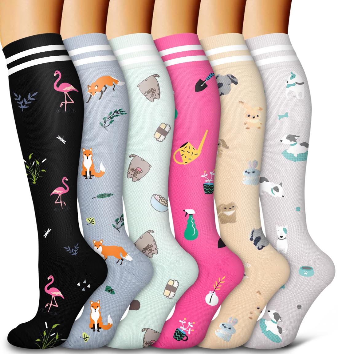 6 Pack Copper Compression Socks for Women and Men Circulation-Best Support for Medical,Running,Nursing,Athletic