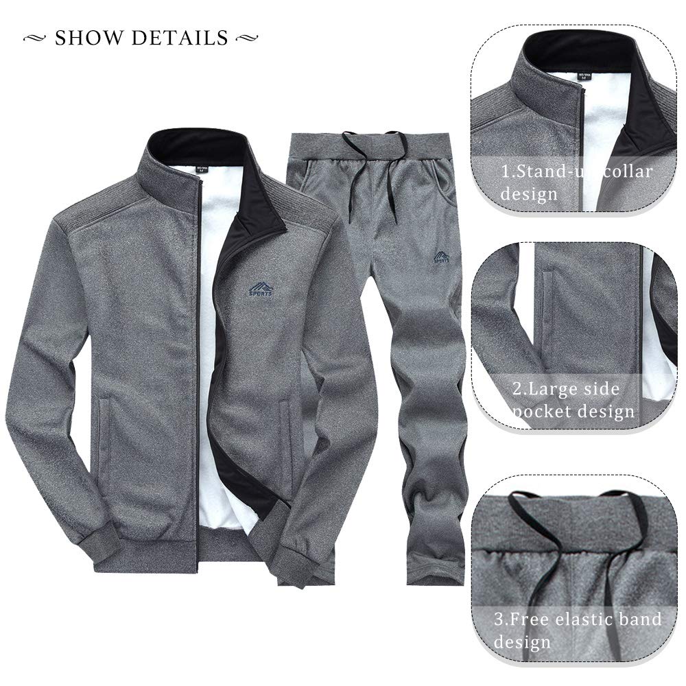 MANTORS Men's Hooded Athletic Tracksuit Full Zip Casual Jogging Gym Sweat Suits
