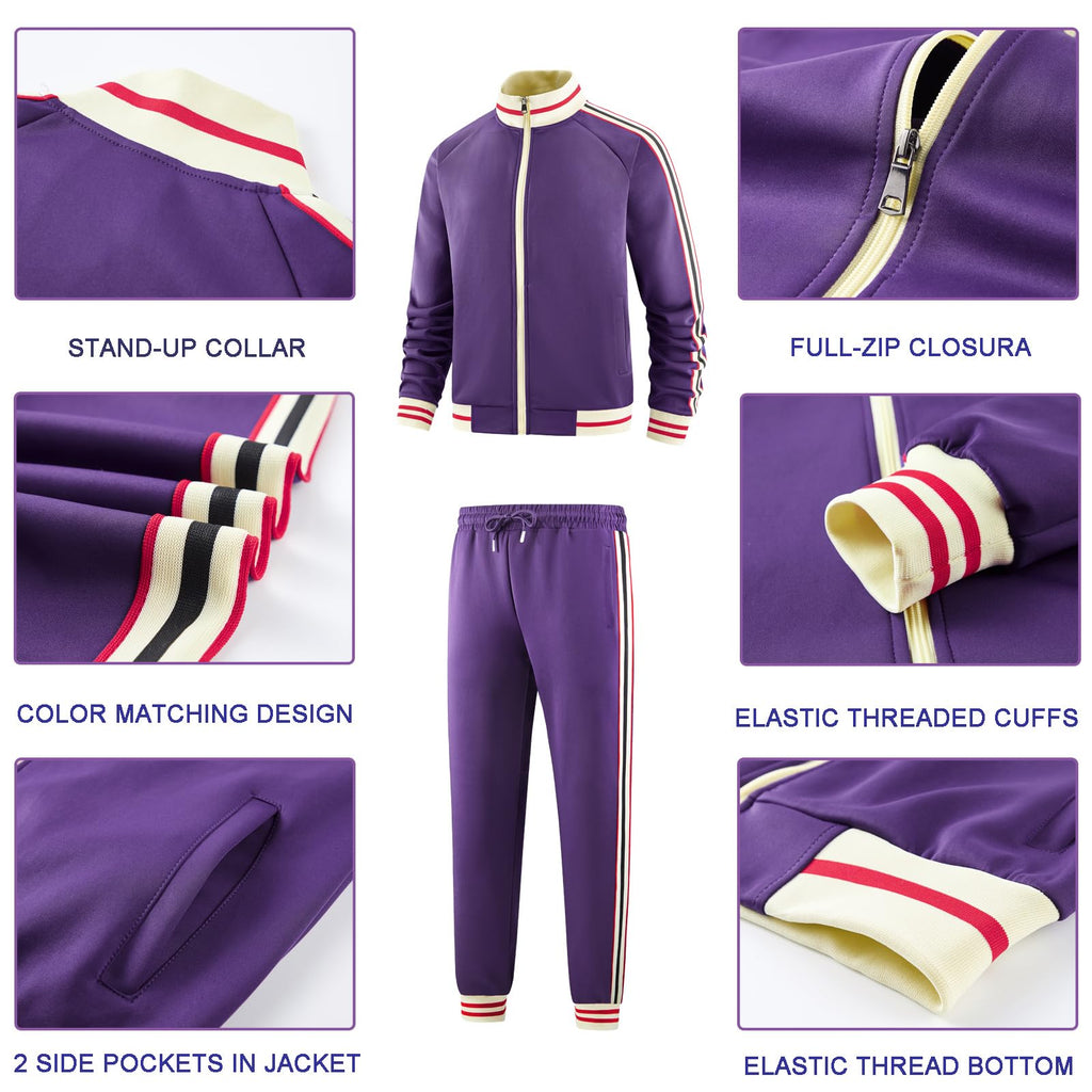 dioxoib Men Track Suits Sets Long Sleeve Full-zip Sweatsuit Active Jackets and Pants 2 Piece Outfits