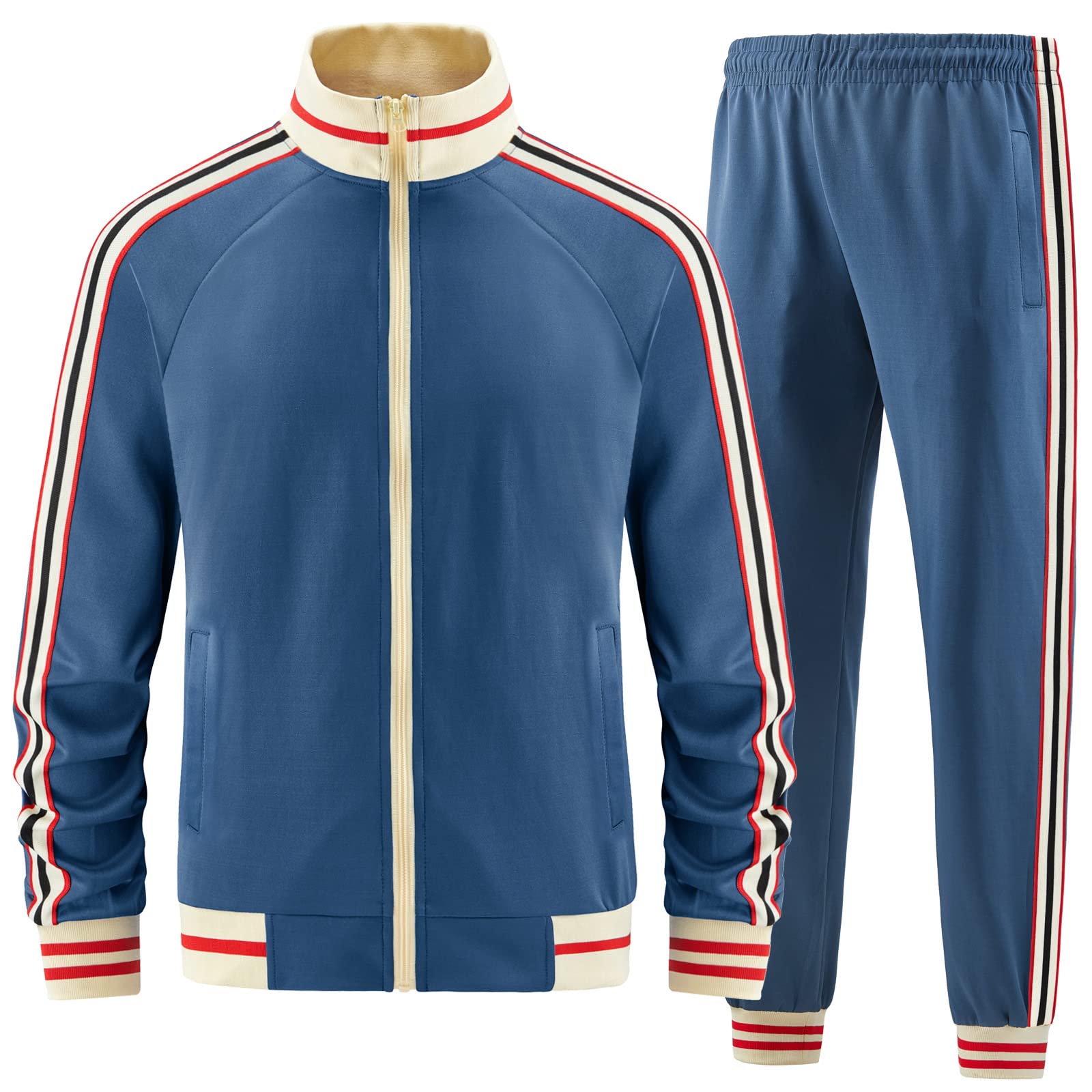 dioxoib Men Track Suits Sets Long Sleeve Full-zip Sweatsuit Active Jackets and Pants 2 Piece Outfits