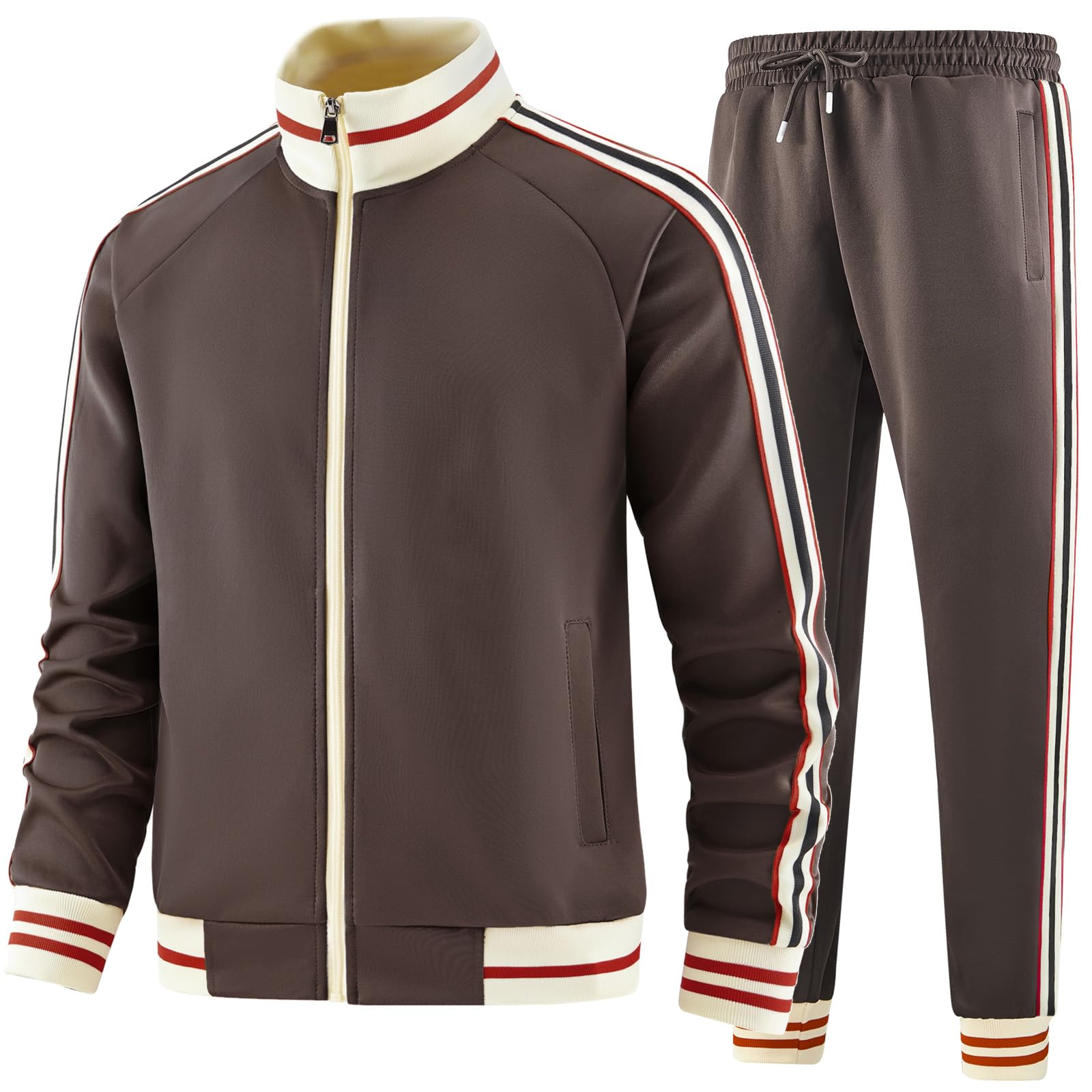 dioxoib Men Track Suits Sets Long Sleeve Full-zip Sweatsuit Active Jackets and Pants 2 Piece Outfits