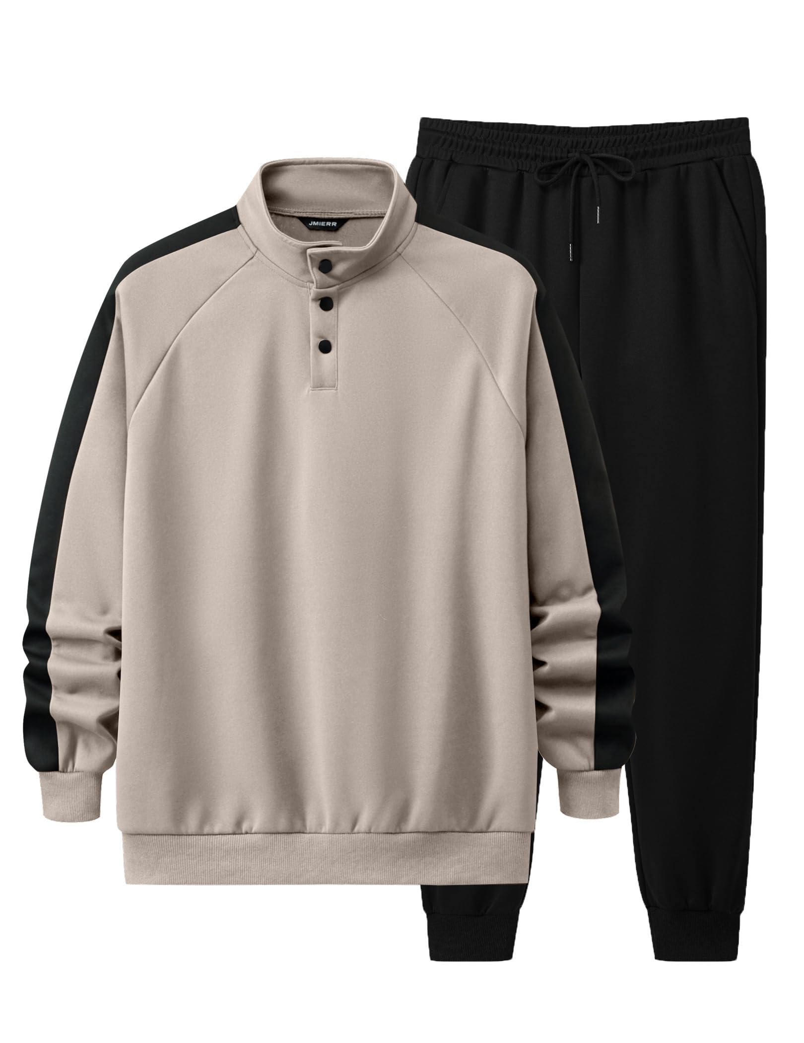 JMIERR Men's 2 Piece Casual Outfits Quarter Button Lightweight Sweatshirt Tracksuit & Joggers Sweatpants Sweatsuit Set