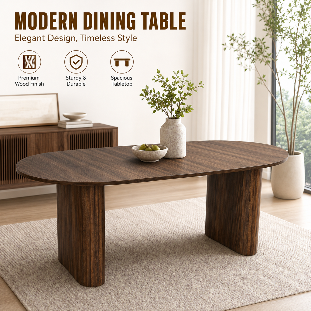 70.8" Oval Kitchen Dining Table in Walnut