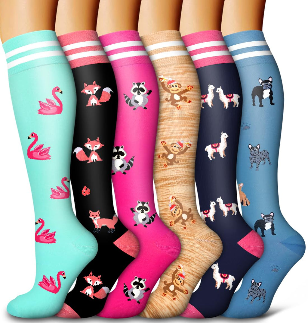 6 Pack Copper Compression Socks for Women and Men Circulation-Best Support for Medical,Running,Nursing,Athletic