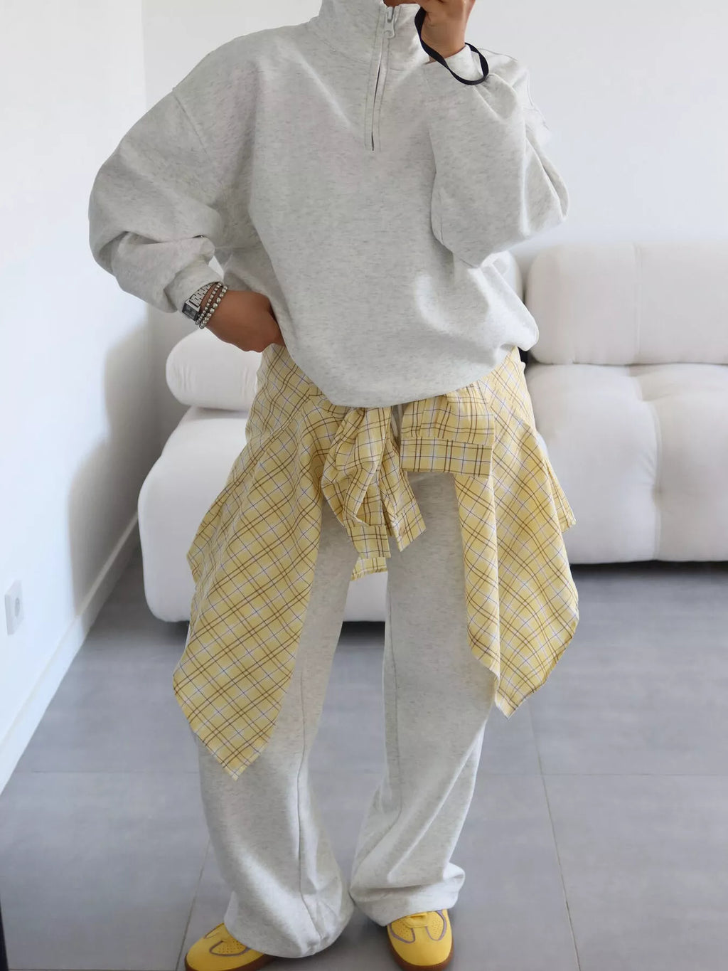 Quarter-Zip Top and Wide-Leg Sweatpants Set