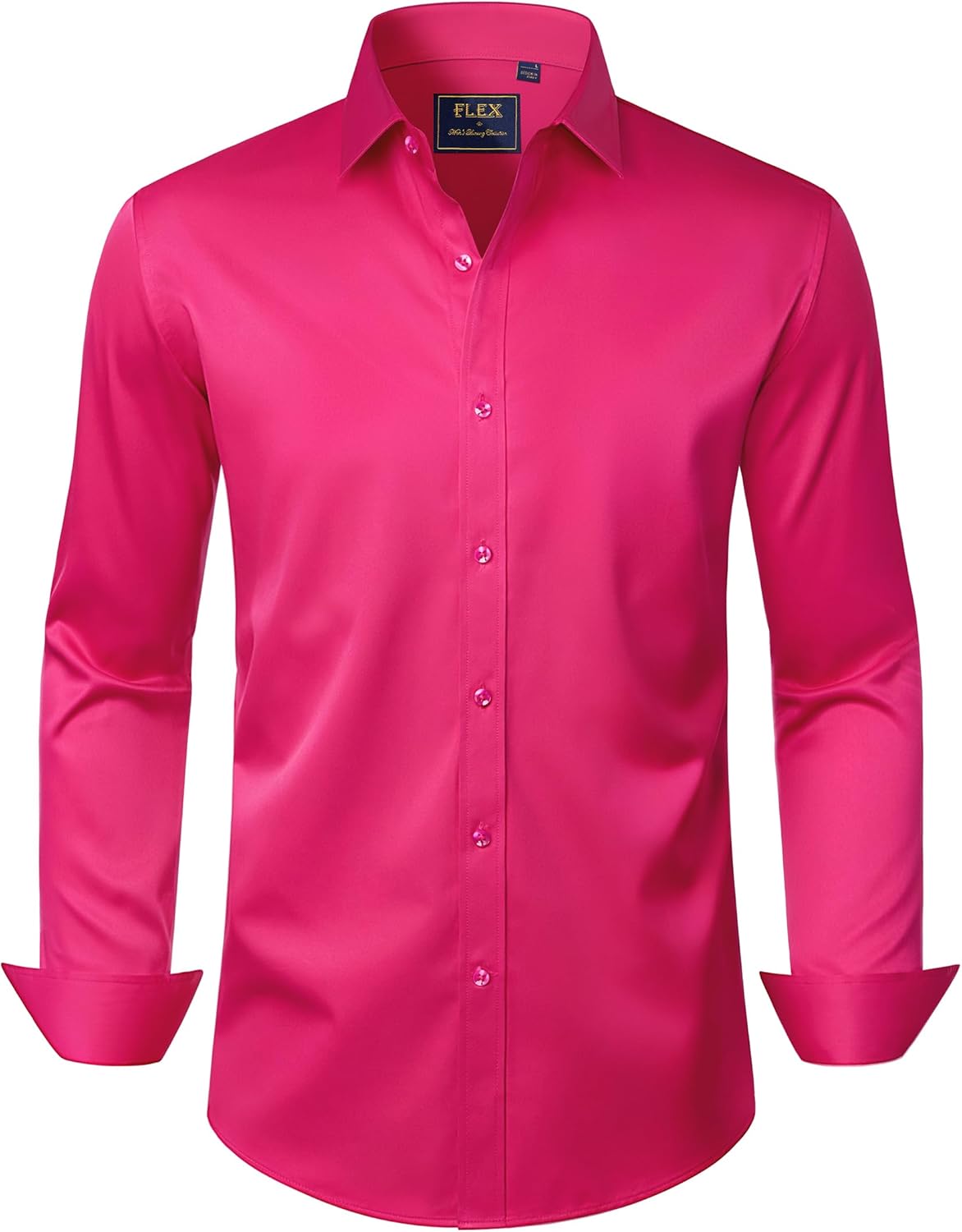 J.VER Men's Dress Shirts Solid Long Sleeve Stretch Wrinkle-Free Formal Shirt Business Casual Button Down Shirts