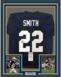 Framed Autographed/Signed Harrison Smith 35x39 Notre Dame Blue College Football Jersey JSA COA