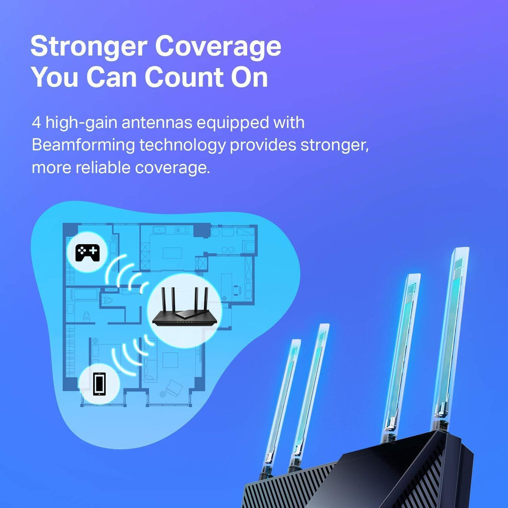 TP-Link AX1800 WiFi 6 Router (Archer AX21 V5) – Dual Band Wireless Internet, Gigabit, Easy Mesh, Works with Alexa - A Certified for Humans Device, Free Expert Support