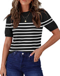 RUMIA Short Sleeve Sweaters for Women Lightweight Loose Business Casual Tops (XS-XXL)