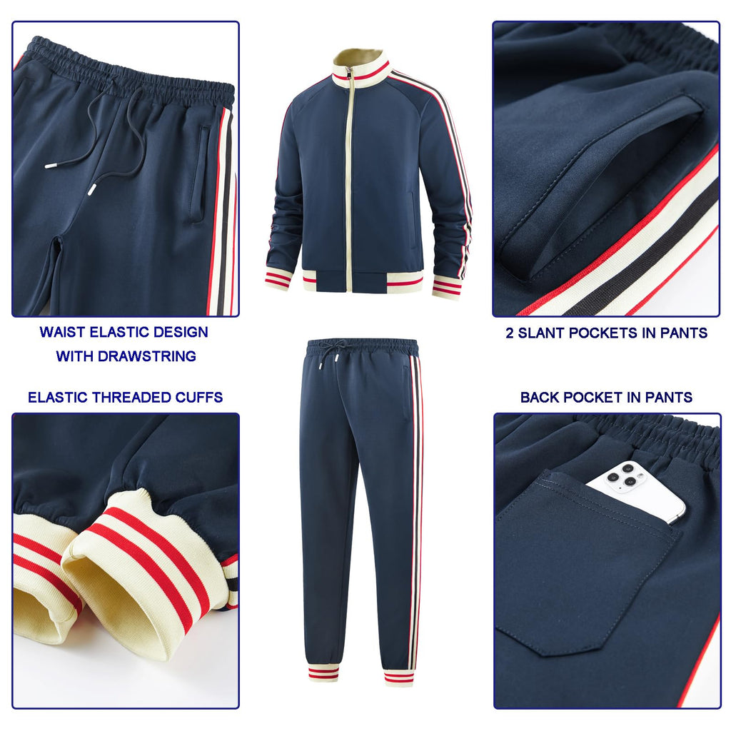 dioxoib Men Track Suits Sets Long Sleeve Full-zip Sweatsuit Active Jackets and Pants 2 Piece Outfits