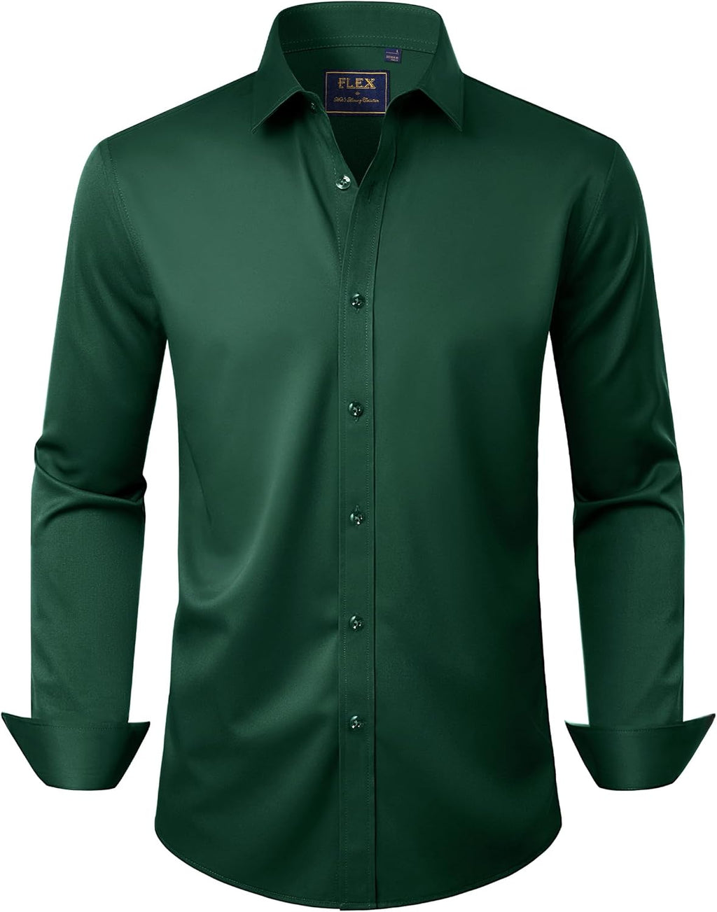 J.VER Men's Dress Shirts Solid Long Sleeve Stretch Wrinkle-Free Formal Shirt Business Casual Button Down Shirts