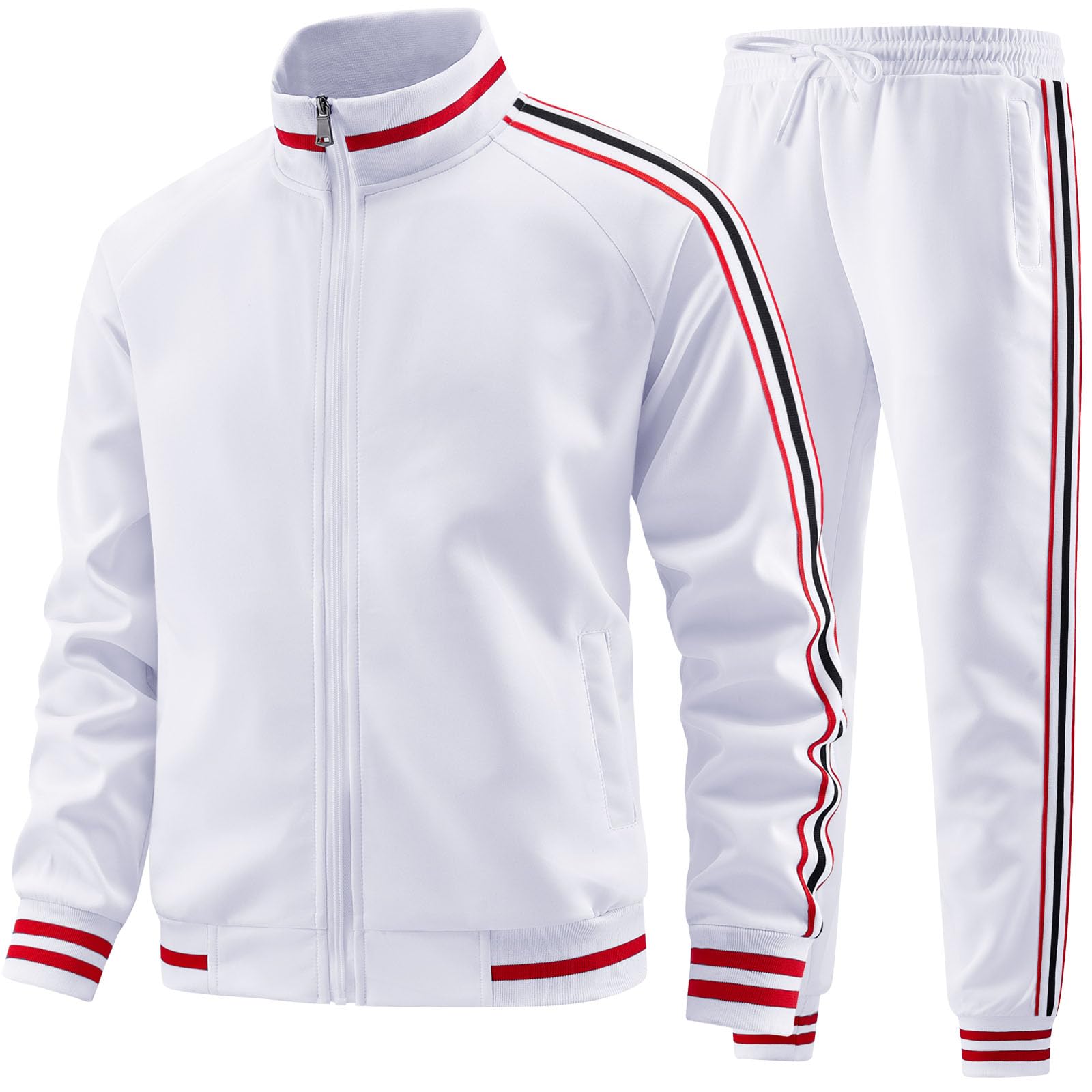dioxoib Men Track Suits Sets Long Sleeve Full-zip Sweatsuit Active Jackets and Pants 2 Piece Outfits