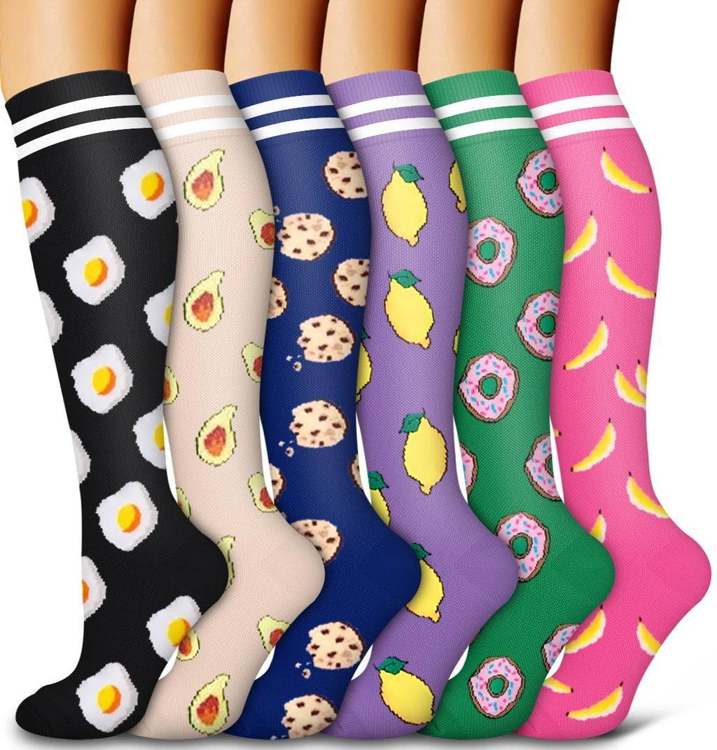 6 Pack Copper Compression Socks for Women and Men Circulation-Best Support for Medical,Running,Nursing,Athletic