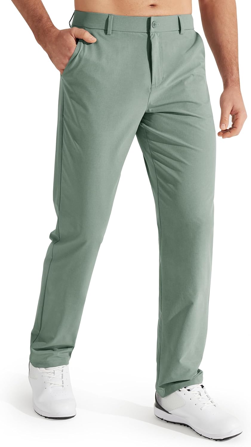 Libin Mens Golf Pants Stretch Work Dress Pants 30"/32"/34" Quick Dry Lightweight Casual Comfy Trousers with Pockets