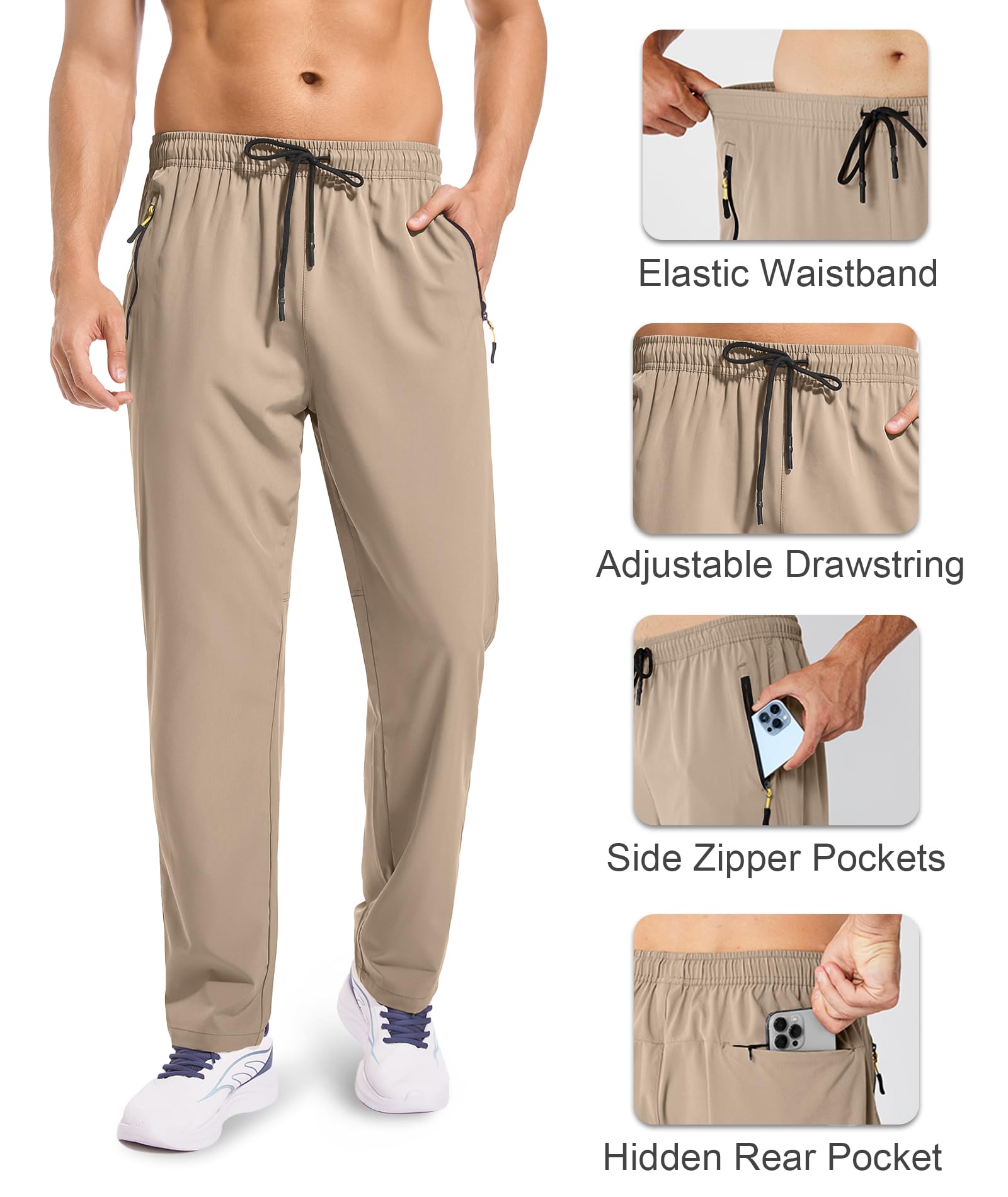 Zoofly Men's Sweatpants Athletic Pants Breathable Quick Dry Water Resistant Jogger Track Pants Workout Hiking Pants