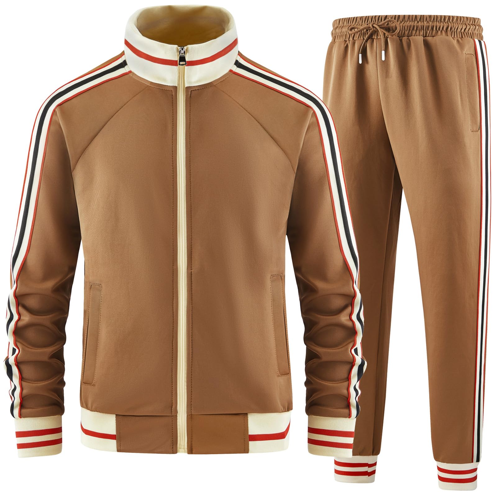 dioxoib Men Track Suits Sets Long Sleeve Full-zip Sweatsuit Active Jackets and Pants 2 Piece Outfits