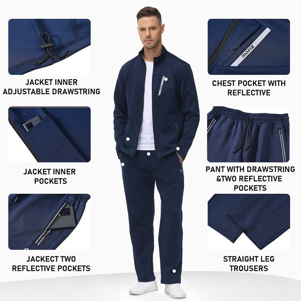 MoFiz Men's Tracksuits Set Long Sleeve Causal Full Zip Running Sports Sweatsuit For Men 2 Piece Outfits