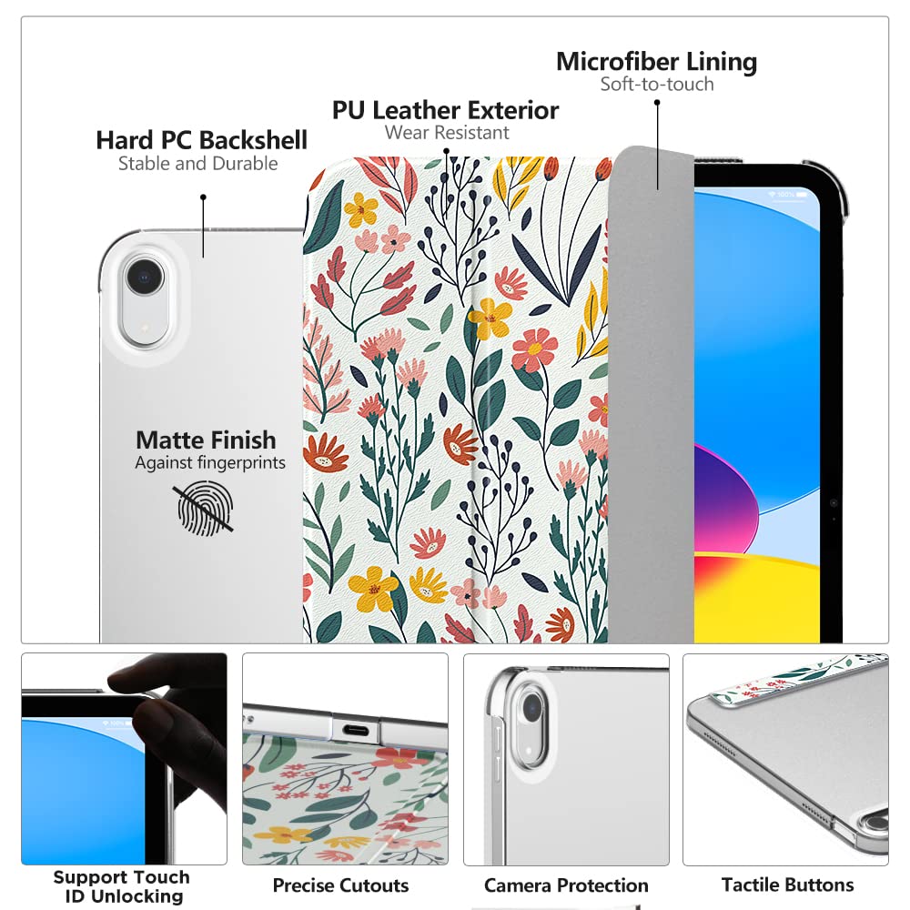 MoKo for iPad (A16) 11th Generation Case 11 Inch 2025, iPad 10th Generation Case 10.9 Inch 2022, Slim Stand Hard PC Translucent Back Shell Smart Cover, Support Touch ID, Auto Wake/Sleep, Navy Blue