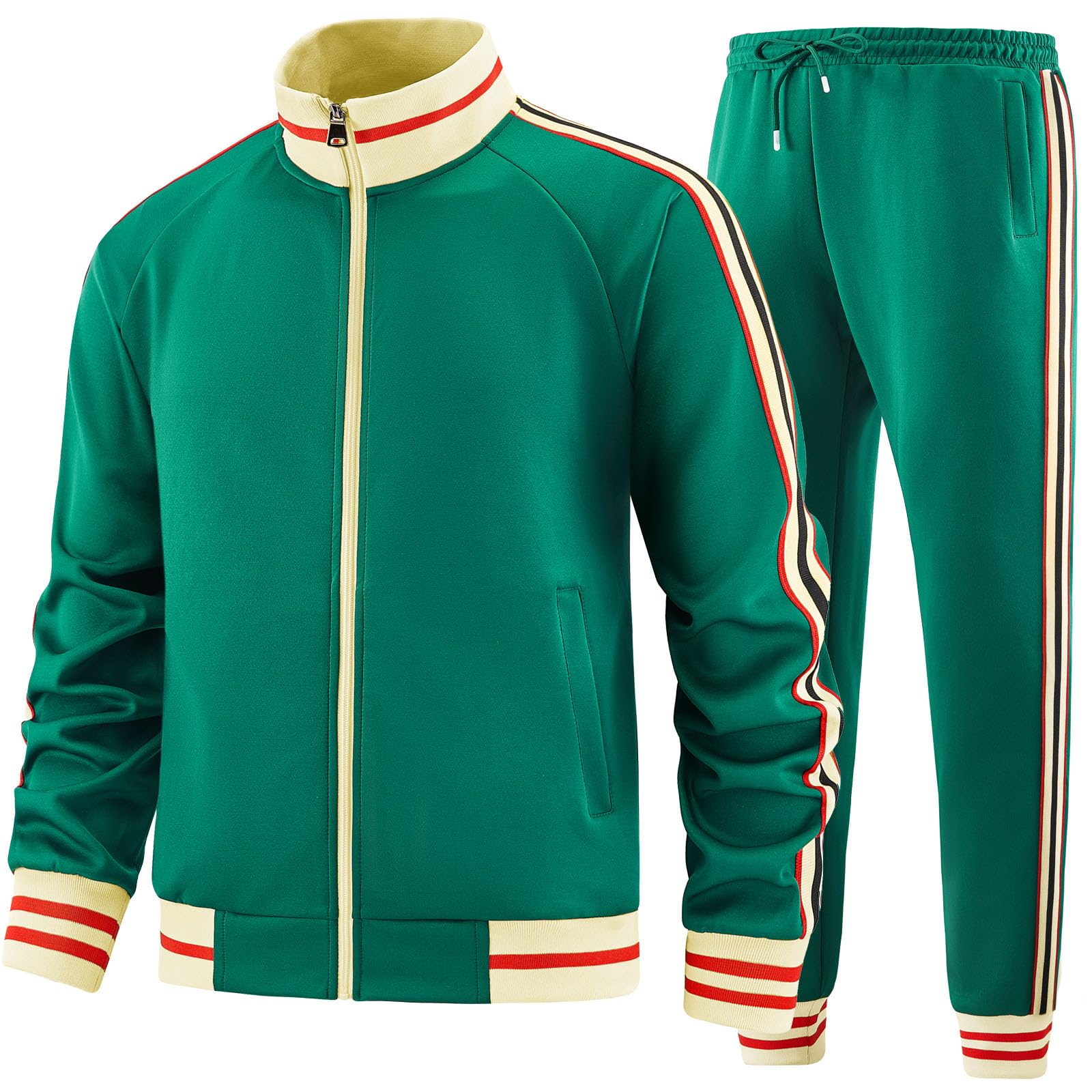 dioxoib Men Track Suits Sets Long Sleeve Full-zip Sweatsuit Active Jackets and Pants 2 Piece Outfits