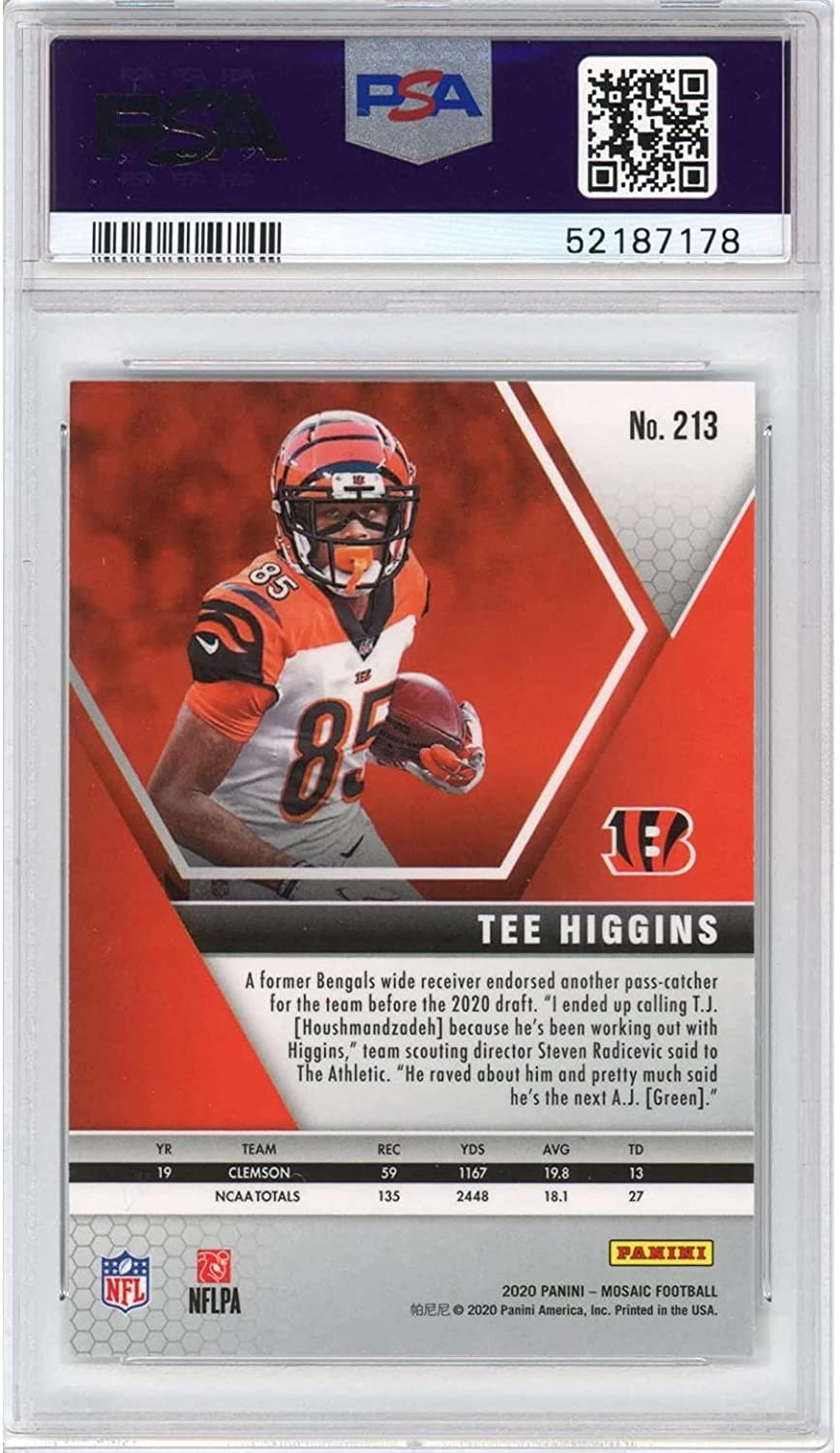 Graded 2020 Panini Mosaic Tee Higgins #213 Rookie RC Football Card PSA 10 Gem Mint