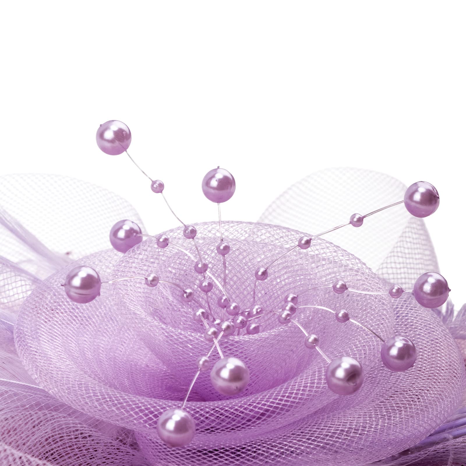 DRESHOW Fascinators Hat Flower Mesh Ribbons Feathers on a Headband and a Clip Tea Party Headwear for Girls and Women